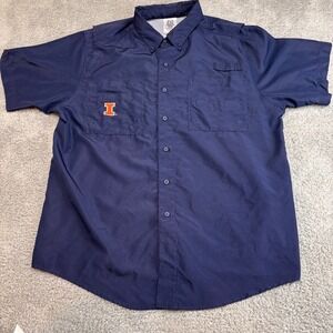 University of Illinois Fighting Illini Vented Fishing Shirt Mens L Embroidered